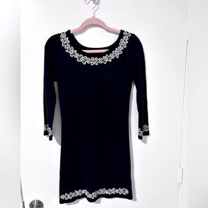 Free People black with white embroidery dress
